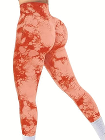 Legging Tie Dye Feminina – Cintura Alta, Efeito Levanta Bumbum, Compressão Abdominal e Design Seamless para Treinos