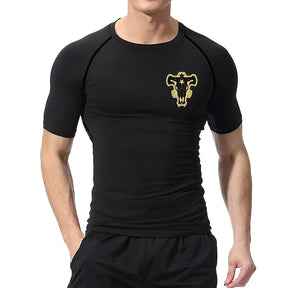 Camiseta de Compressão Bull Print Masculina – Secagem Rápida, Performance Atlética e Conforto Absoluto