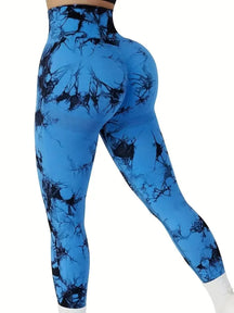 Legging Tie Dye Feminina – Cintura Alta, Efeito Levanta Bumbum, Compressão Abdominal e Design Seamless para Treinos