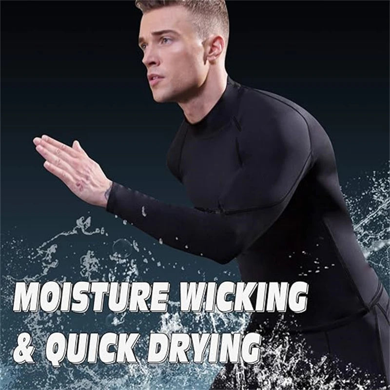 Camiseta Masculina de Compressão com Gola Alta – Manga Longa, Secagem Rápida, Performance Fitness e Estilo para Treinos e Uso Casual