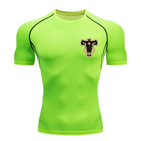 Camiseta de Compressão Bull Print Masculina – Secagem Rápida, Performance Atlética e Conforto Absoluto