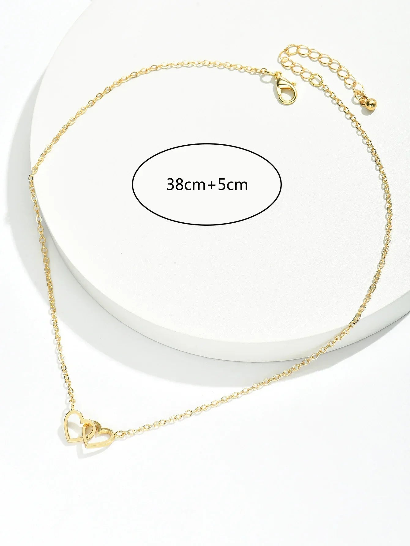 Colar Feminino Tiny Double Hollow Heart