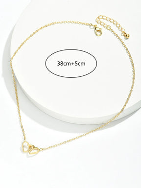 Colar Feminino Tiny Double Hollow Heart