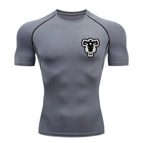 Camiseta de Compressão Bull Print Masculina – Secagem Rápida, Performance Atlética e Conforto Absoluto