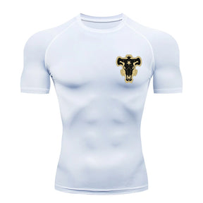 Camiseta de Compressão Bull Print Masculina – Secagem Rápida, Performance Atlética e Conforto Absoluto
