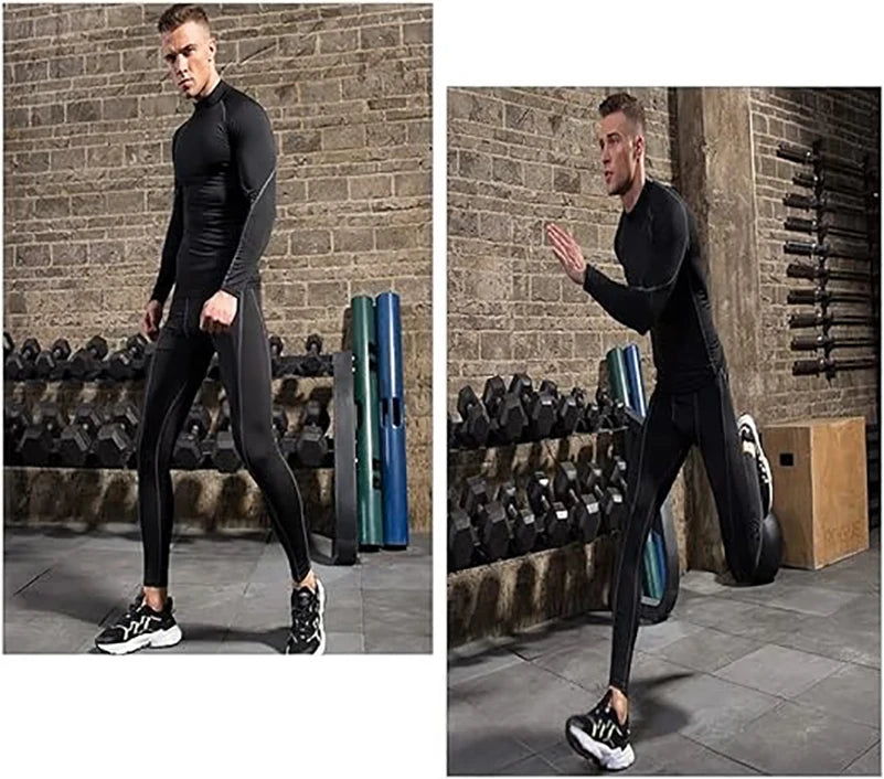 Camiseta Masculina de Compressão com Gola Alta – Manga Longa, Secagem Rápida, Performance Fitness e Estilo para Treinos e Uso Casual