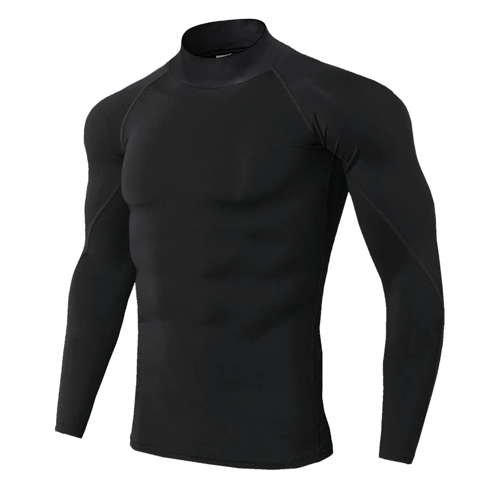 Camiseta Esportiva Masculina de Verão – Secagem Rápida, Alta Elasticidade, Respirável e Gola Alta