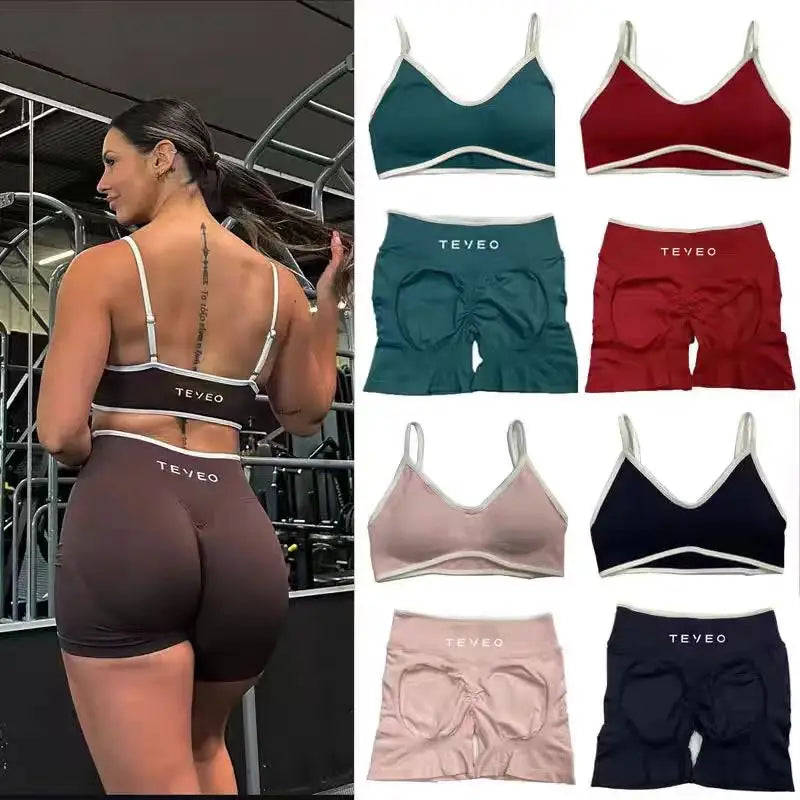 TEVEO – Short de Yoga Feminino – Shorts Esportivos Elásticos