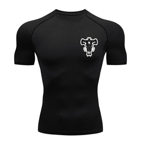 Camiseta de Compressão Bull Print Masculina – Secagem Rápida, Performance Atlética e Conforto Absoluto