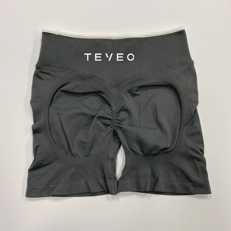 TEVEO – Short de Yoga Feminino – Shorts Esportivos Elásticos