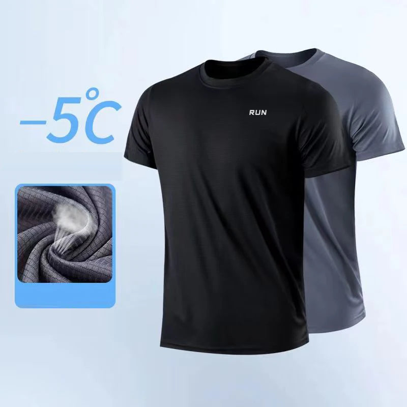 Camiseta Masculina Esportiva de Secagem Rápida – Manga Curta, Leve, Respirável e Antissuor para Treinos e Corrida