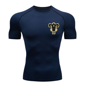 Camiseta de Compressão Bull Print Masculina – Secagem Rápida, Performance Atlética e Conforto Absoluto