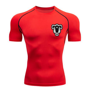 Camiseta de Compressão Bull Print Masculina – Secagem Rápida, Performance Atlética e Conforto Absoluto