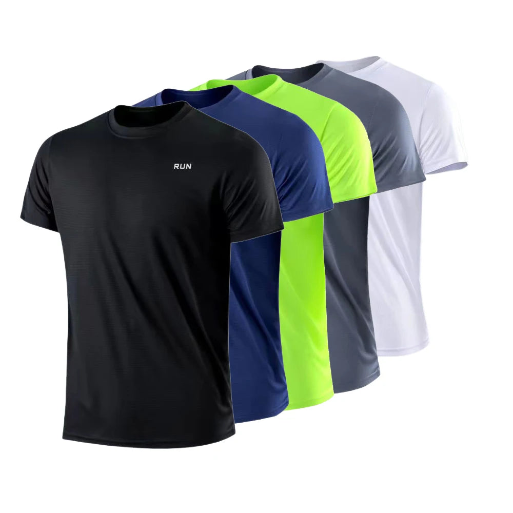 Camiseta Masculina Esportiva de Secagem Rápida – Manga Curta, Leve, Respirável e Antissuor para Treinos e Corrida