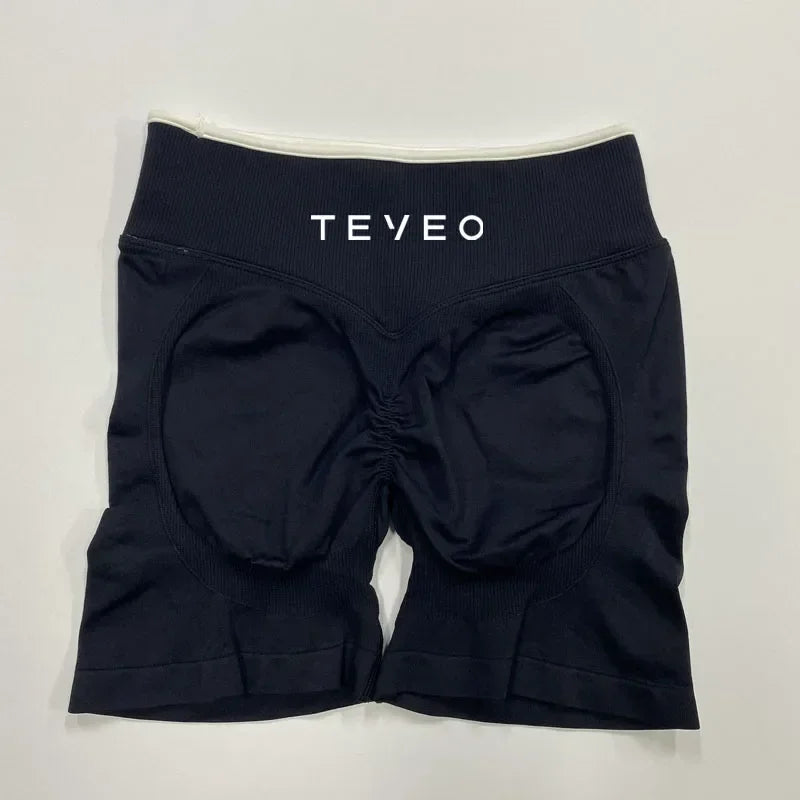 TEVEO – Short de Yoga Feminino – Shorts Esportivos Elásticos