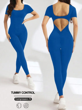 Macaquinho Fitness Feminino Sem Costura – Spandex, Decote U