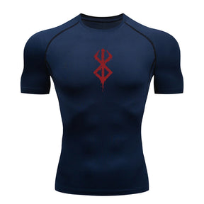 Camiseta Masculina de Compressão Estampada – Manga Curta, Secagem Rápida, Performance Atlética e Proteção Rash Guard para Treinos