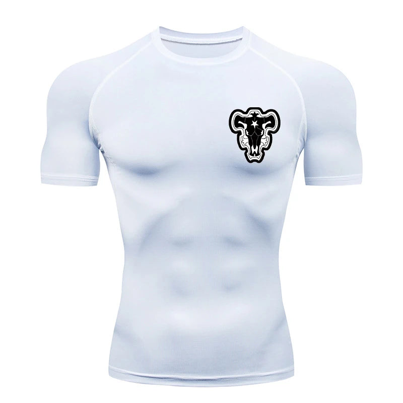Camiseta de Compressão Bull Print Masculina – Secagem Rápida, Performance Atlética e Conforto Absoluto