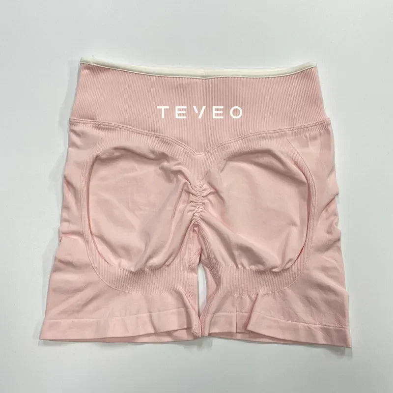 TEVEO – Short de Yoga Feminino – Shorts Esportivos Elásticos