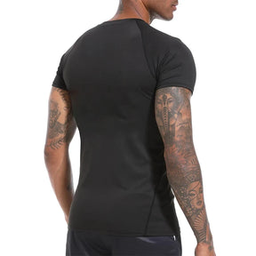 Camiseta Masculina de Compressão Estampada – Manga Curta, Secagem Rápida, Performance Atlética e Proteção Rash Guard para Treinos