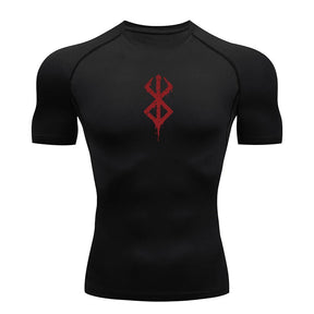 Camiseta Masculina de Compressão Estampada – Manga Curta, Secagem Rápida, Performance Atlética e Proteção Rash Guard para Treinos