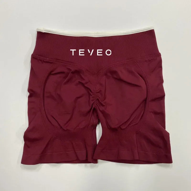 TEVEO – Short de Yoga Feminino – Shorts Esportivos Elásticos