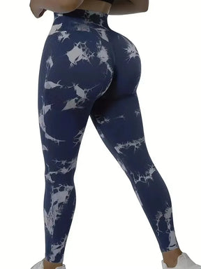 Legging Tie Dye Feminina – Cintura Alta, Efeito Levanta Bumbum, Compressão Abdominal e Design Seamless para Treinos