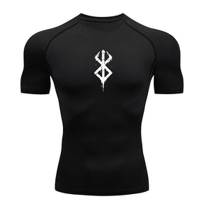 Camiseta Masculina de Compressão Estampada – Manga Curta, Secagem Rápida, Performance Atlética e Proteção Rash Guard para Treinos