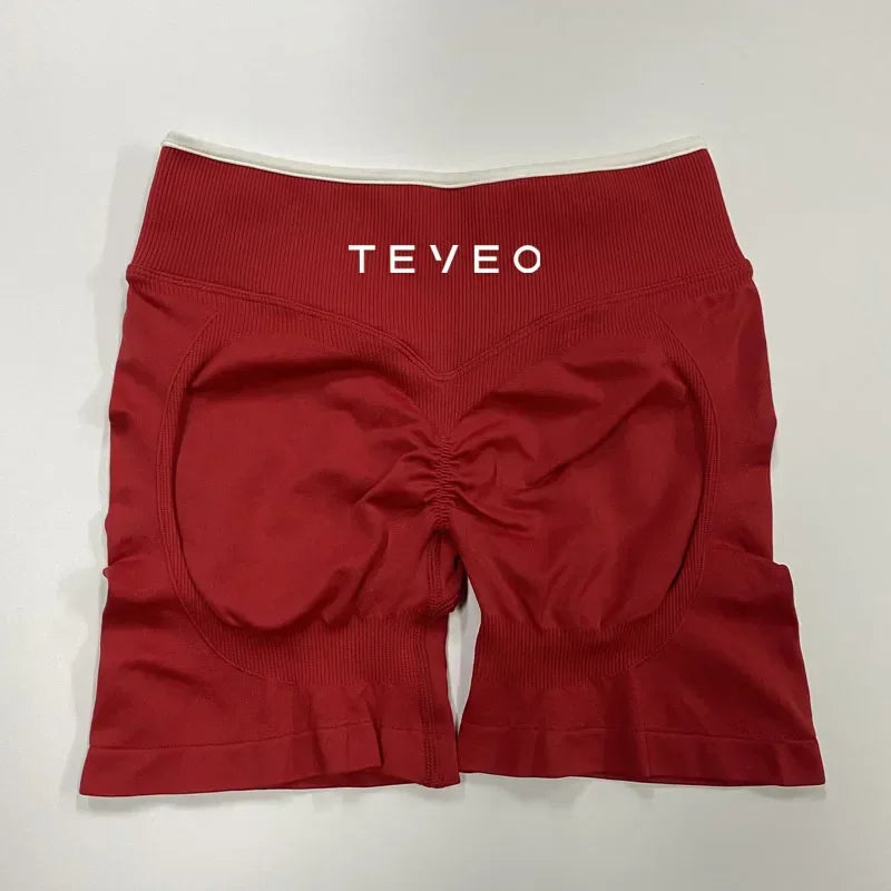 TEVEO – Short de Yoga Feminino – Shorts Esportivos Elásticos