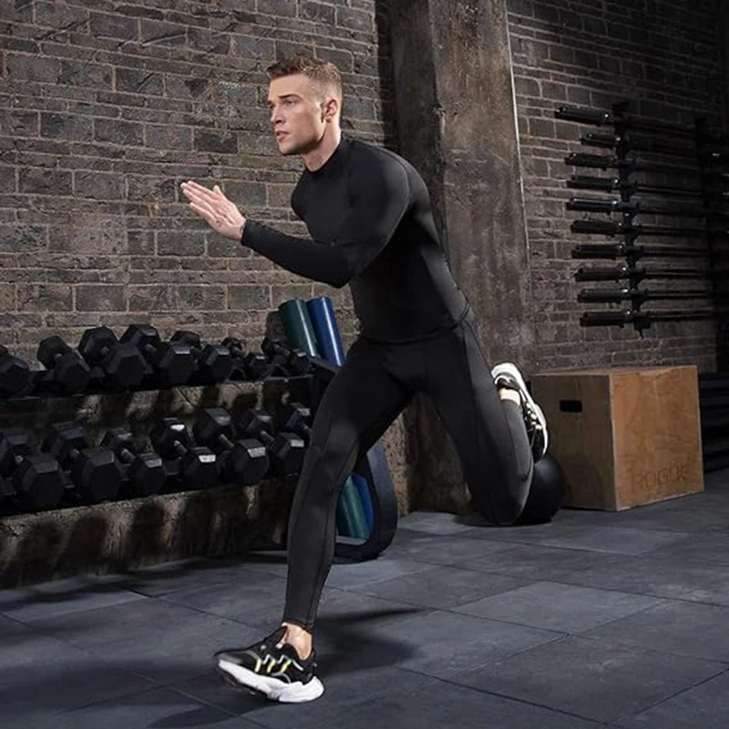 Camiseta Masculina de Compressão com Gola Alta – Manga Longa, Secagem Rápida, Performance Fitness e Estilo para Treinos e Uso Casual