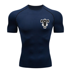 Camiseta de Compressão Bull Print Masculina – Secagem Rápida, Performance Atlética e Conforto Absoluto