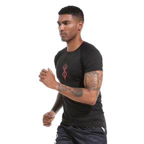 Camiseta Masculina de Compressão Estampada – Manga Curta, Secagem Rápida, Performance Atlética e Proteção Rash Guard para Treinos