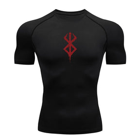 Camiseta Masculina de Compressão Estampada – Manga Curta, Secagem Rápida, Performance Atlética e Proteção Rash Guard para Treinos