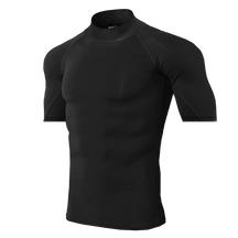 Camiseta Esportiva Masculina de Verão – Secagem Rápida, Alta Elasticidade, Respirável e Gola Alta