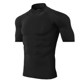 Camiseta Esportiva Masculina de Verão – Secagem Rápida, Alta Elasticidade, Respirável e Gola Alta