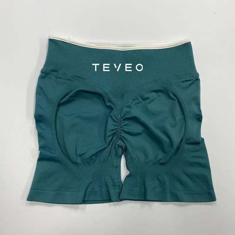 TEVEO – Short de Yoga Feminino – Shorts Esportivos Elásticos