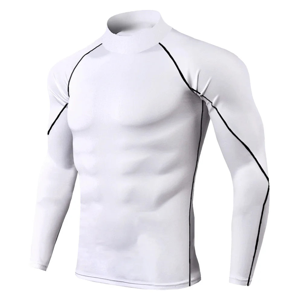 Camiseta Esportiva Masculina de Verão – Secagem Rápida, Alta Elasticidade, Respirável e Gola Alta