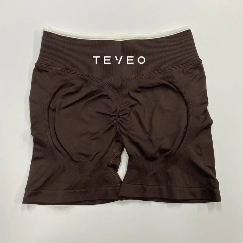TEVEO – Short de Yoga Feminino – Shorts Esportivos Elásticos