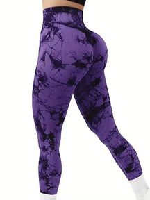 Legging Tie Dye Feminina – Cintura Alta, Efeito Levanta Bumbum, Compressão Abdominal e Design Seamless para Treinos
